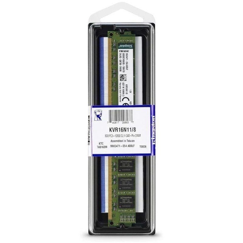 Memoria RAM Kingston ValueRAM 8GB
DDR3
1600MHz
1.5V
CL11
DIMM