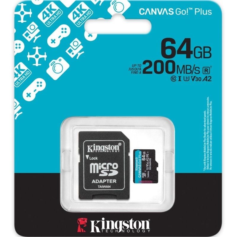Kingston microSD Canvas Go! Plus 4 64GB 200 MB-s