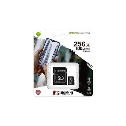Tarjeta de Memoria Kingston CANVAS Select Plus 256GB microSD XC con Adaptador
Clase 10
100MBs