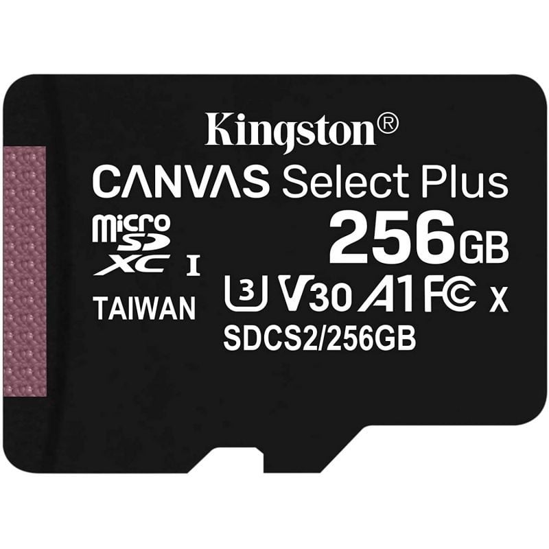 Tarjeta de Memoria Kingston CANVAS Select Plus 256GB microSD XC
Clase 10
100MBs