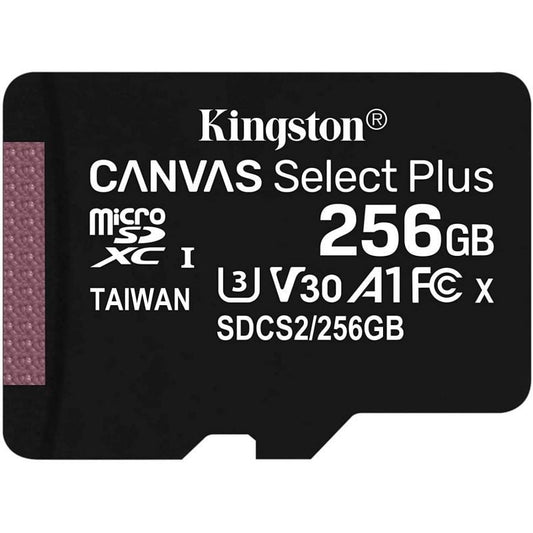 Tarjeta de Memoria Kingston CANVAS Select Plus 256GB microSD XC
Clase 10
100MBs