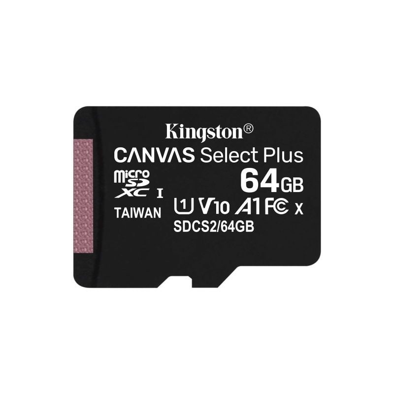 Tarjeta de Memoria Kingston CANVAS Select Plus 64GB microSD XC
Clase 10
100MBs