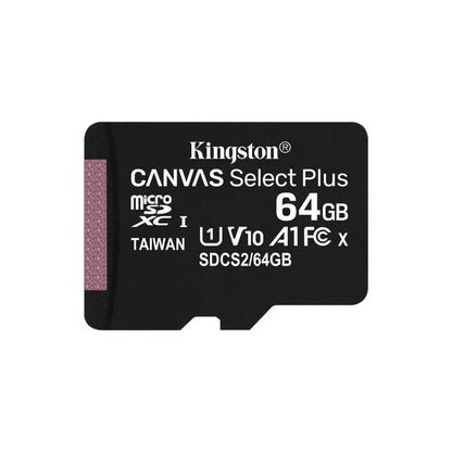 Tarjeta de Memoria Kingston CANVAS Select Plus 64GB microSD XC
Clase 10
100MBs