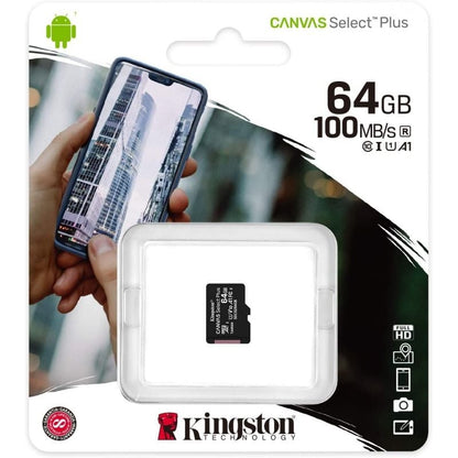 Tarjeta de Memoria Kingston CANVAS Select Plus 64GB microSD XC
Clase 10
100MBs
