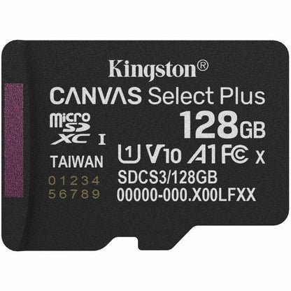 Tarjeta de Memoria Kingston CANVAS Select Plus 128GB microSD XC
Clase 10
150MBs