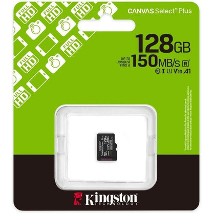 Tarjeta de Memoria Kingston CANVAS Select Plus 128GB microSD XC
Clase 10
150MBs
