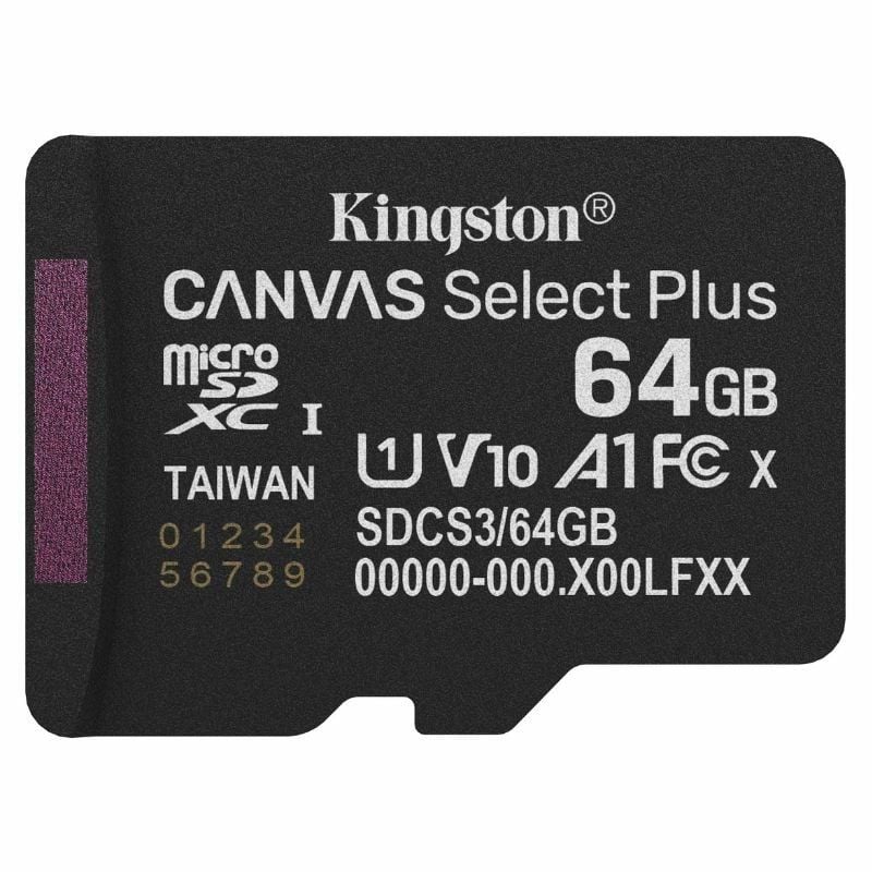 Tarjeta de Memoria Kingston CANVAS Select Plus 64GB microSD XC
Clase 10
100MBs