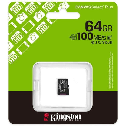 Tarjeta de Memoria Kingston CANVAS Select Plus 64GB microSD XC
Clase 10
100MBs