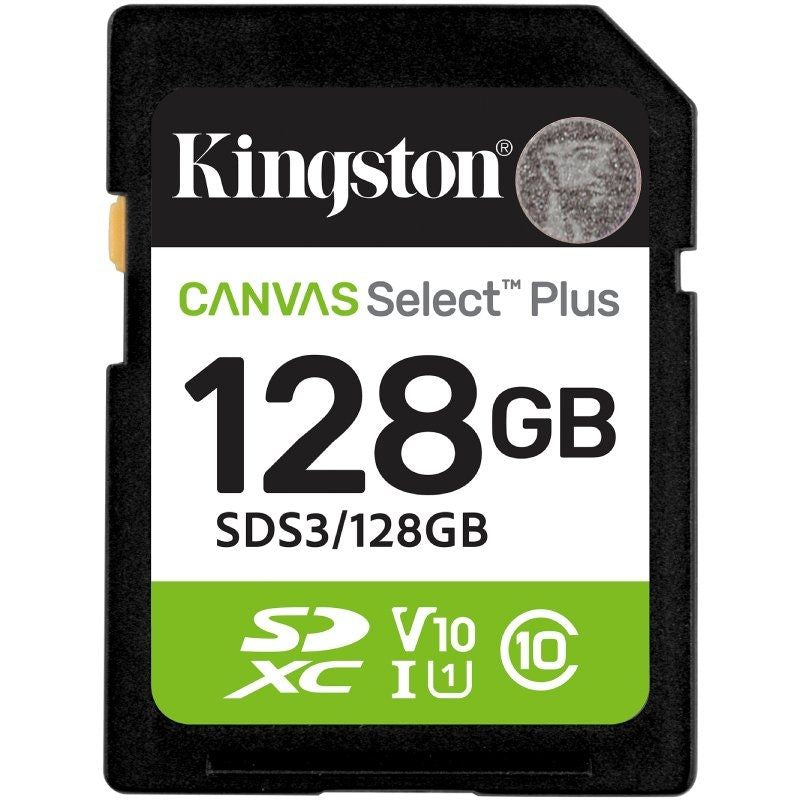 Tarjeta de Memoria Kingston CANVAS Select Plus 128GB SD XC
Clase 10
150MBs