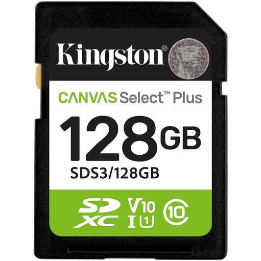 Tarjeta de Memoria Kingston CANVAS Select Plus 128GB SD XC
Clase 10
150MBs