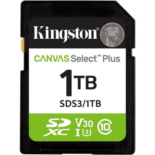 Tarjeta de Memoria Kingston CANVAS Select Plus 1TB SD XC
Clase 10
150MBs