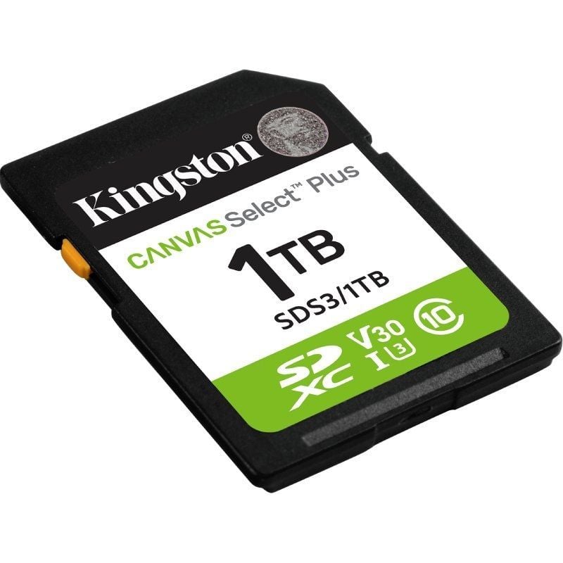 Tarjeta de Memoria Kingston CANVAS Select Plus 1TB SD XC
Clase 10
150MBs