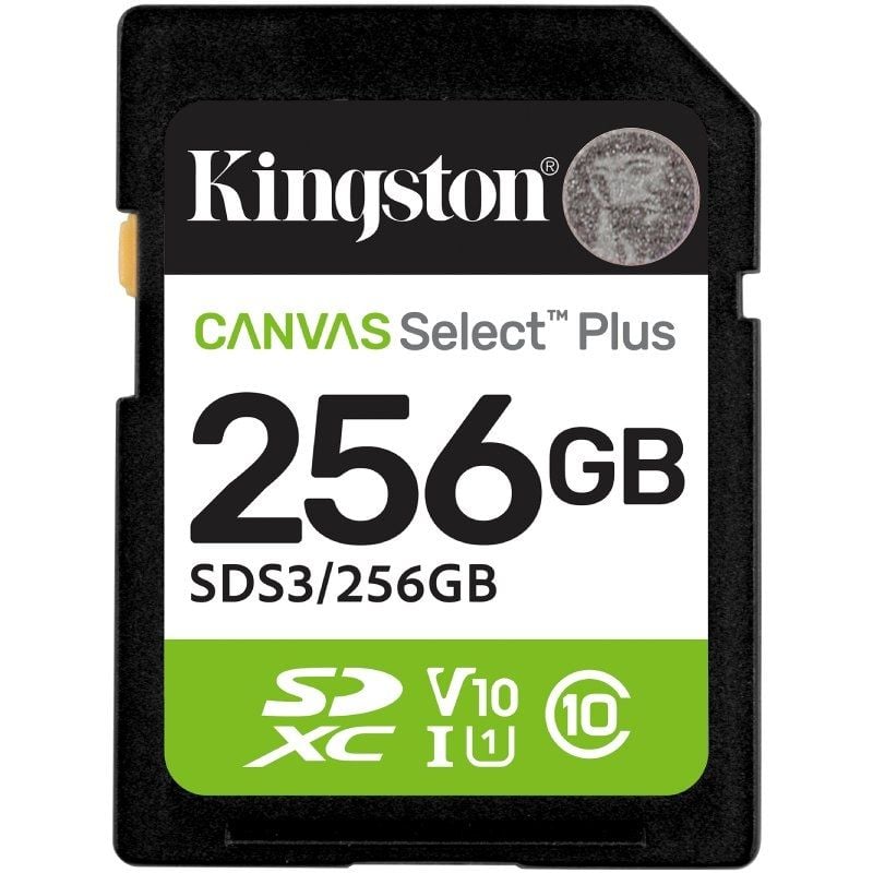 Tarjeta de Memoria Kingston CANVAS Select Plus 256GB SD XC
Clase 10
150MBs