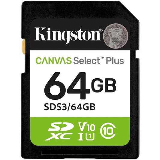Tarjeta de Memoria Kingston CANVAS Select Plus 64GB SD XC
Clase 10
100MBs