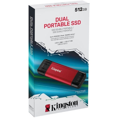 Disco Externo SSD Kingston Dual Portable SSD 512GB
USB Tipo-C y USB 3.2
Rojo