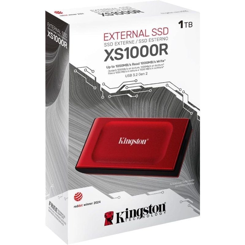 Disco Externo SSD Kingston XS1000 1TB
USB 3.2
Rojo