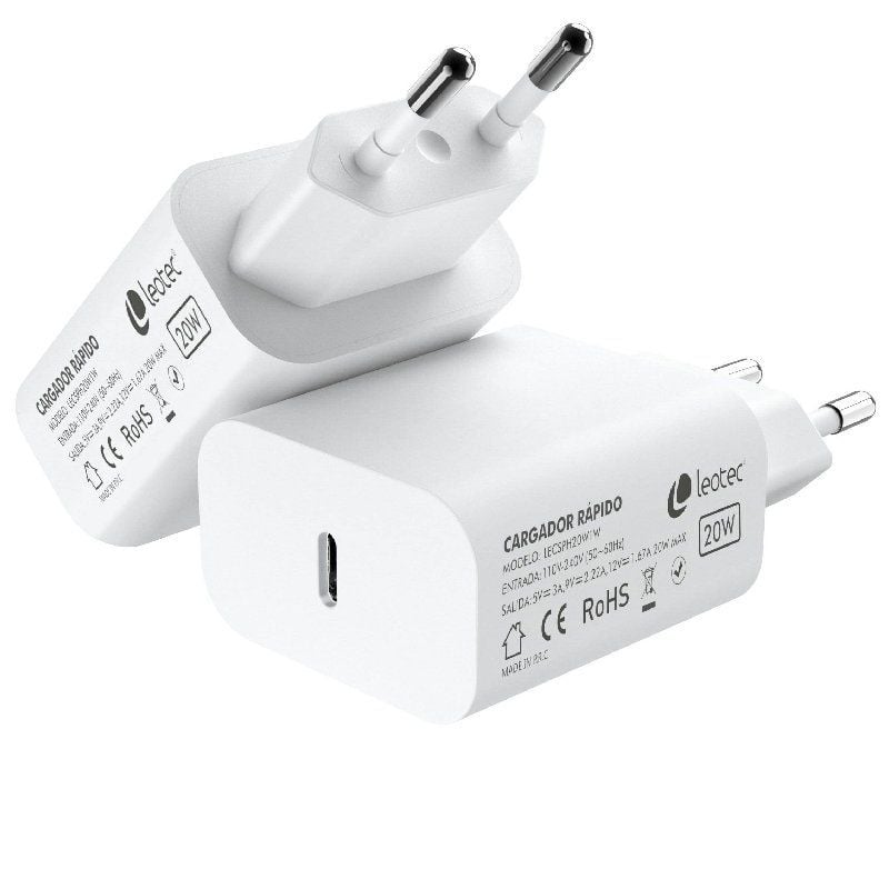 Cargador de Pared Leotec LECSPH20W1W
1xUSB Tipo-C
20W