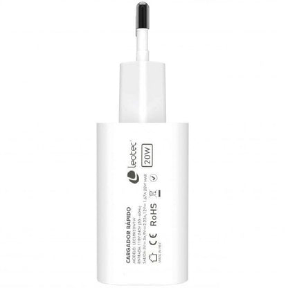 Cargador de Pared Leotec LECSPH20W1W
1xUSB Tipo-C
20W