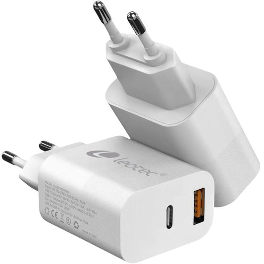 Cargador de Pared GaN Leotec LECSPH30W2W
1xUSB Tipo-C
1xUSB
30W