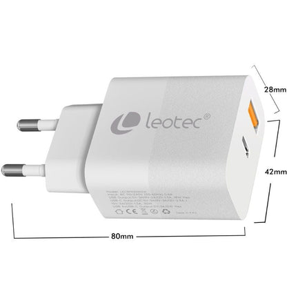 Cargador de Pared GaN Leotec LECSPH30W2W
1xUSB Tipo-C
1xUSB
30W