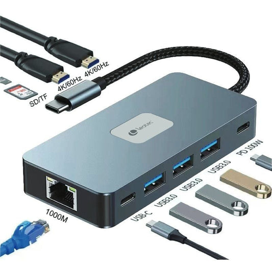 Docking USB Tipo-C Leotec LEDS02
3xUSB
1xUSB Tipo-C
1xUSB Tipo-C PD
2xHDMI 4K
1xRJ45
1xLector Tarjetas SD y MicroSD
Gris