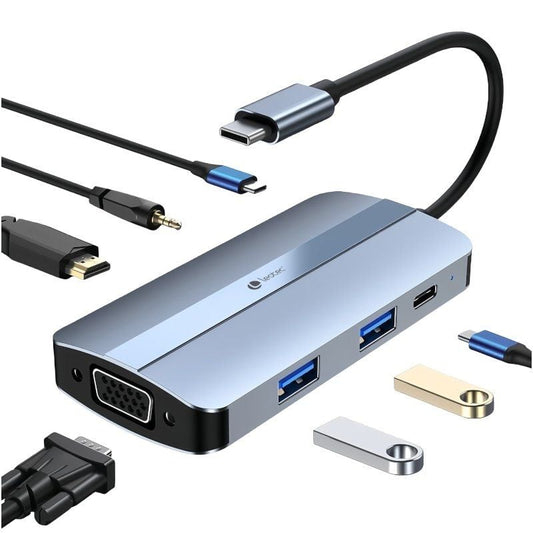 Docking USB Tipo-C Leotec LEDS04
2xUSB
1xUSB Tipo-C
1xUSB Tipo-C PD
1xHDMI 4K
1xVGA
1xAudio
Azul