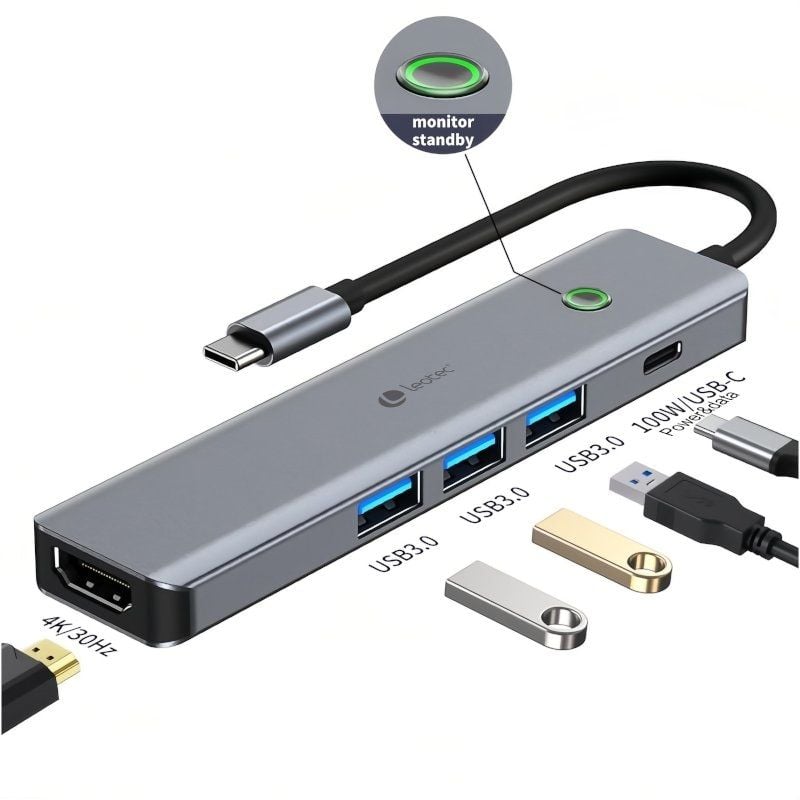 Docking USB Tipo-C Leotec LEDS05
3xUSB
1xUSB Tipo-C PD
1xHDMI 4K
Gris