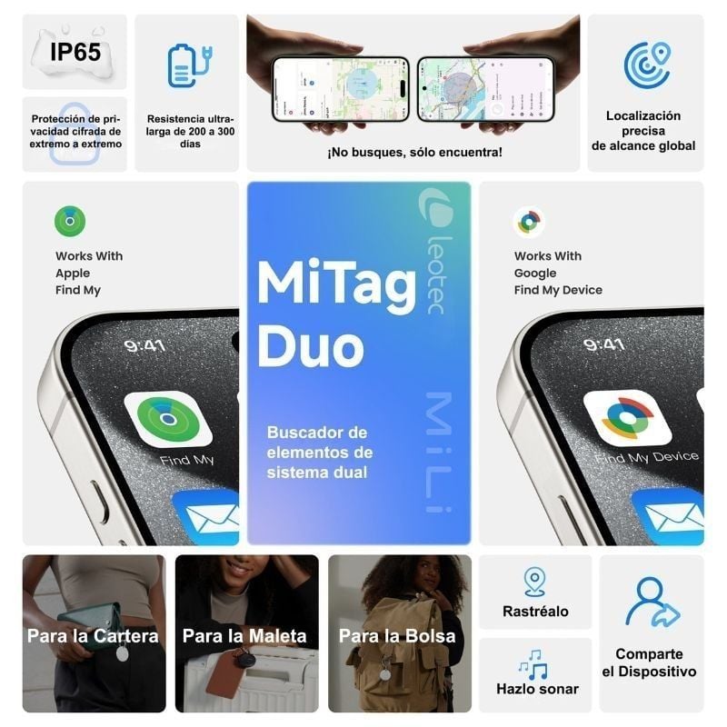 Localizador Leotec EasyTag Dual
Blanco
Incluye Llavero Rojo