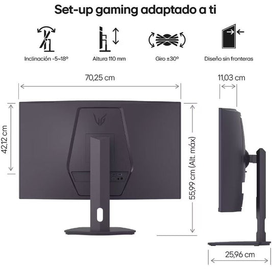 Monitor Gaming Curvo LG UltraGear 32G600A-B 31.5"
QHD
1ms
180Hz
VA
Regulable en altura
Negro