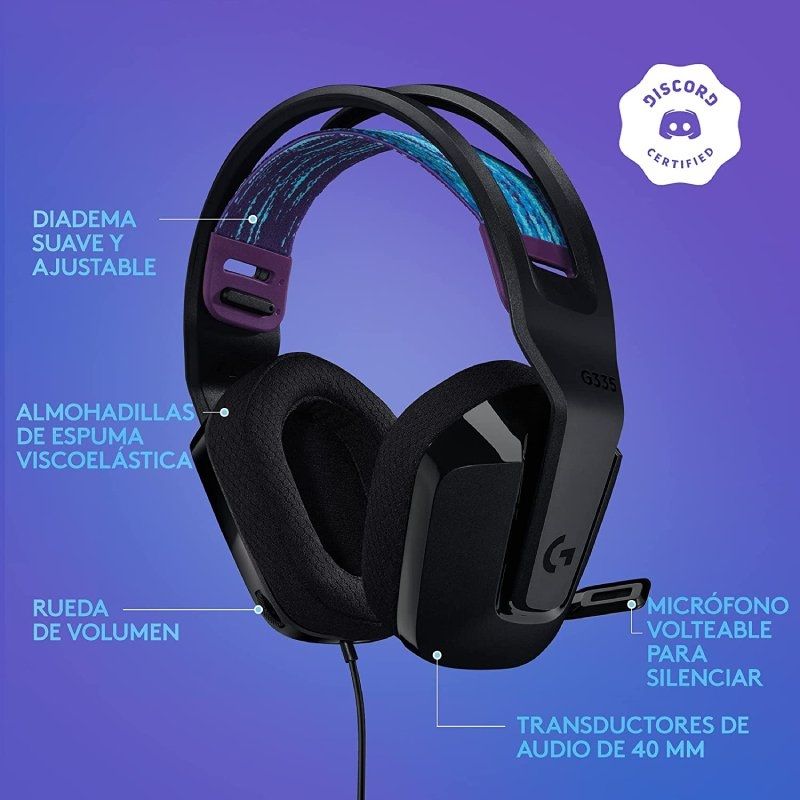 Auriculares Gaming con Micrófono Logitech G335
Jack 3.5
Negros