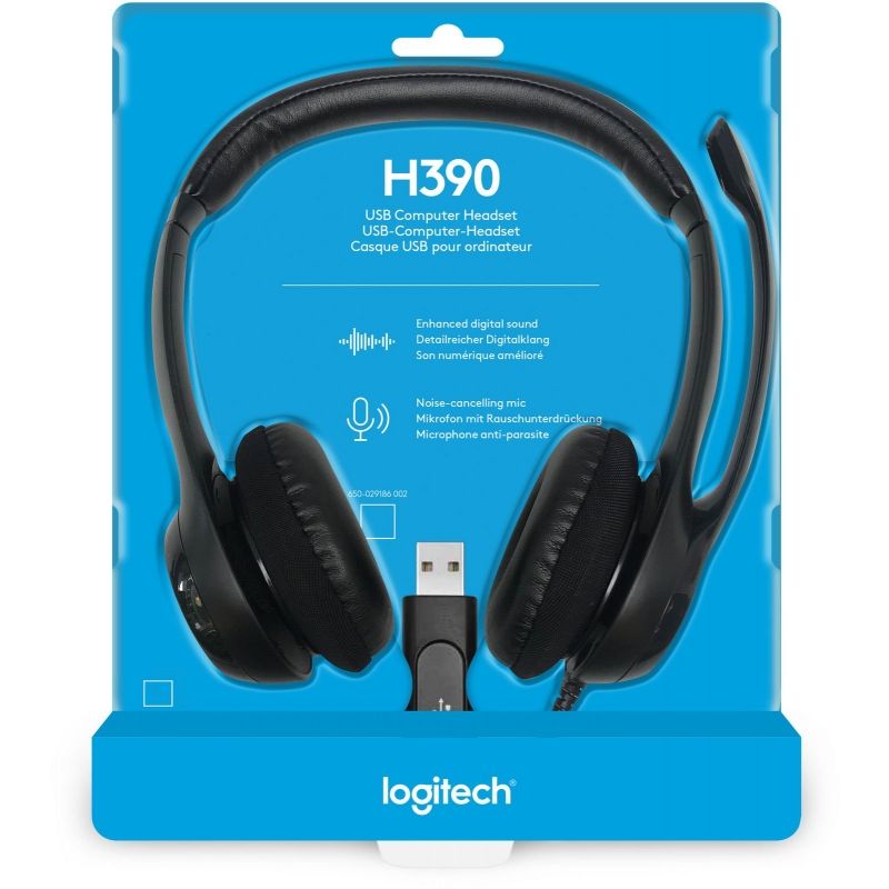 Auriculares Logitech H390
con Micrófono
USB
Negros