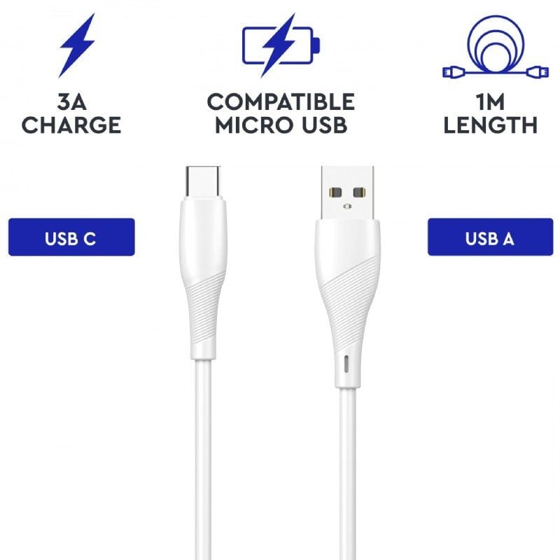 Cable USB 2.0 Tipo-C Myway MWUSC0019
USB Macho - USB Tipo-C Macho
1m
Blanco