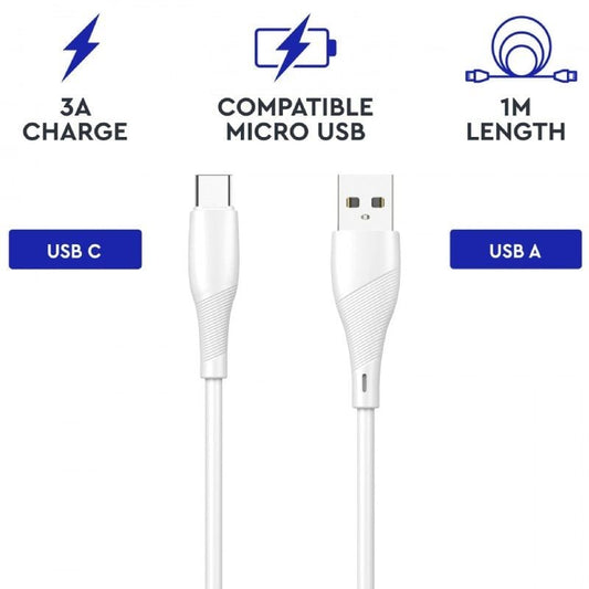 Cable USB 2.0 Tipo-C Myway MWUSC0019
USB Macho - USB Tipo-C Macho
1m
Blanco