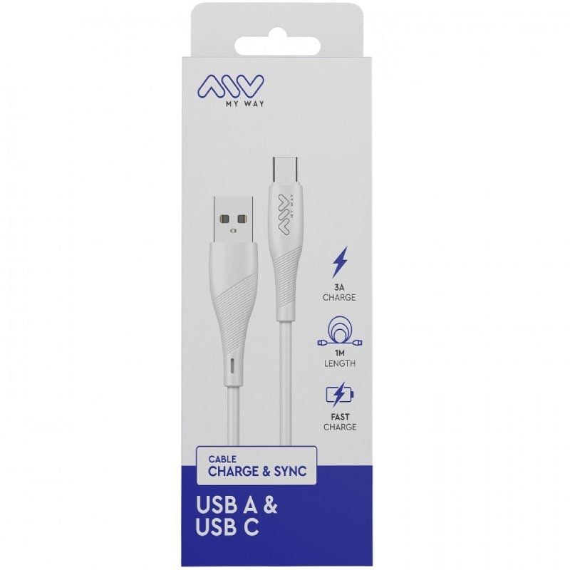 Cable USB 2.0 Tipo-C Myway MWUSC0019
USB Macho - USB Tipo-C Macho
1m
Blanco