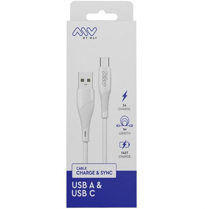 Cable USB 2.0 Tipo-C Myway MWUSC0019
USB Macho - USB Tipo-C Macho
1m
Blanco