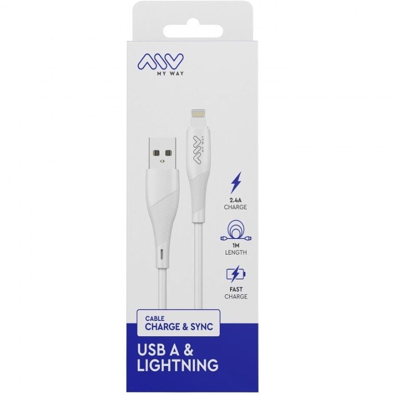 Cable USB 2.0 Lightning Myway MWUSC0021
USB Macho - Lightning Macho
1m
Blanco