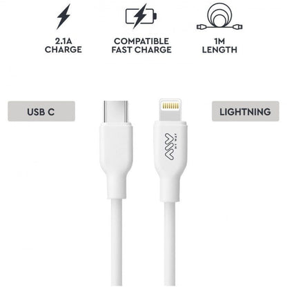 Cable USB 2.0 Tipo-C Lightning Myway MWUSC0023
USB Tipo-C Macho - Lightning Macho
1m
Blanco