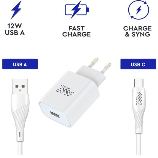 Cargador de Pared Myway MYWEPAK0002
1xUSB + Cable USB Tipo-C
15W