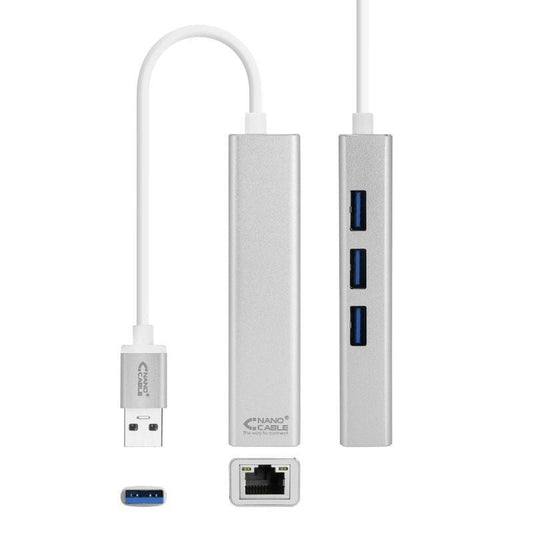 Nanocable Conversor USB 3.0 Ethernet + 3xUSB 3.0
