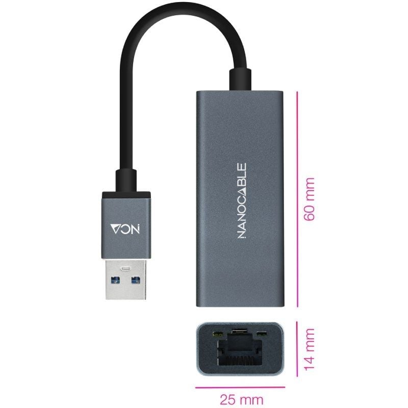 Adaptador USB 3.0 - RJ45 Nanocable 10.03.0405
1000Mbps