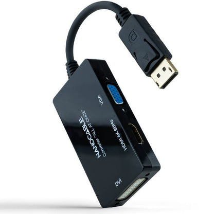 Nanocable Conversor DP a HDMI/DVI/VGA Negro 20 cm