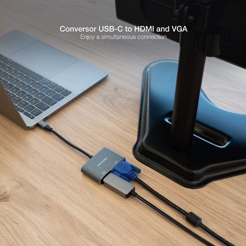 Conversor Nanocable 10.16.4303
USB Tipo-C Macho
HDMI Hembra - VGA Hembra
15cm
Gris
