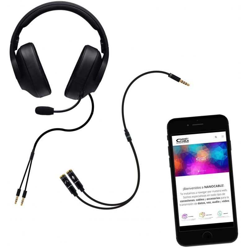 Cable Estéreo Nanocable 10.24.1202
Jack 3.5 Macho - 2x Jack 3.5 Hembra
30cm
Negro