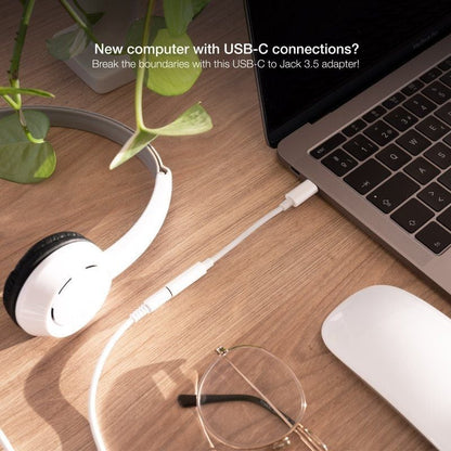 Nanocable Adaptador Audio USB-C-M a Jack-H, Blanco