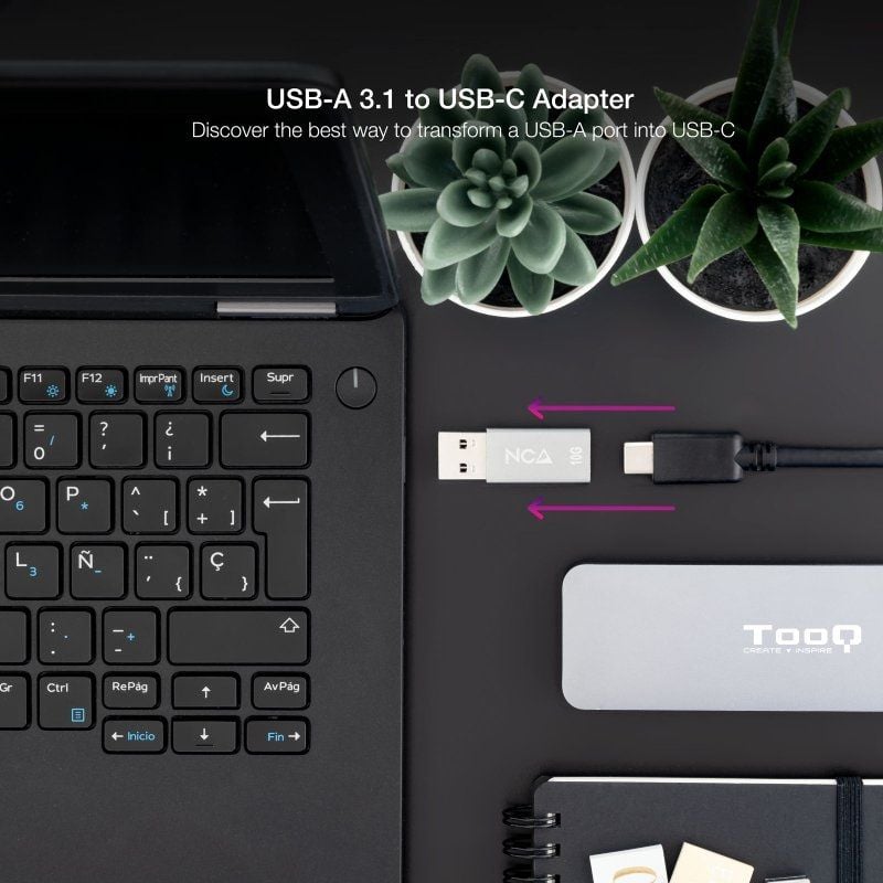 Nanocable Adaptador USB-A/M 3.1 GEN2 a USB-C/H