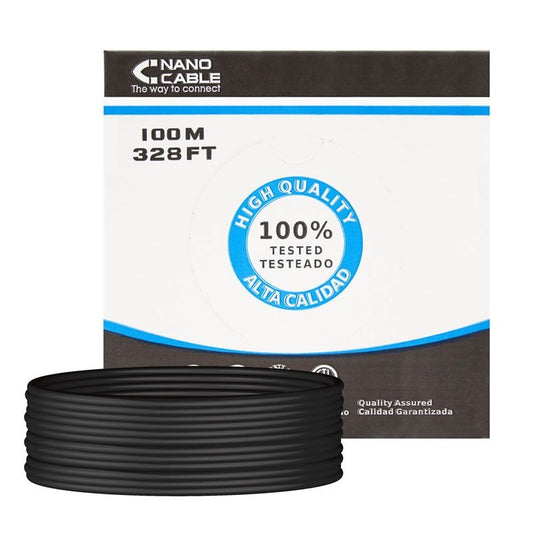 Bobina de Cable RJ45 para Exteriores UTP Nanocable 10.20.0302-EXT-BK Cat.5e
100m
Impermeable
Negro