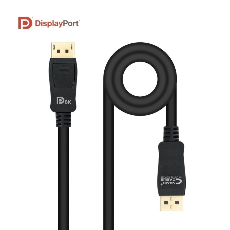 Cable DisplayPort 1.4 8K Nanocable 10.15.2502
DisplayPort Macho - DisplayPort Macho
2m
Certificado
Negro