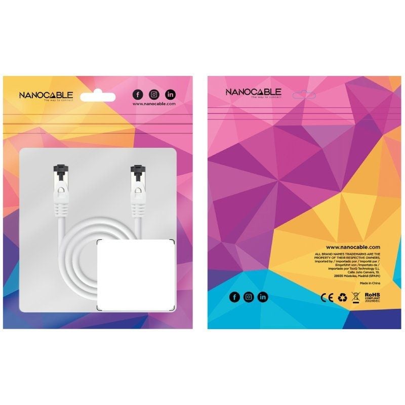 Cable de Red RJ45 SSTP Nanocable 10.20.2000-L25-W Cat.8.1
25cm
Blanco