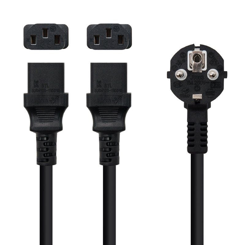 Cable Alimentación Nanocable 10.22.0100
Schuko Macho - 2 x C13 Hembra
1.8m
Negro