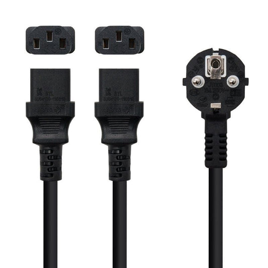 Cable Alimentación Nanocable 10.22.0100
Schuko Macho - 2 x C13 Hembra
1.8m
Negro